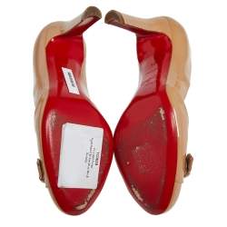 Pre Owned hristian Louboutin Beige Patent Lilibelt Pumps Size 36