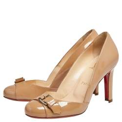 Pre Owned hristian Louboutin Beige Patent Lilibelt Pumps Size 36
