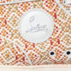 Pre Owned Christian Louboutin Multicolor Woven Leather Rantus Orlato High Top Sneakers Size 38