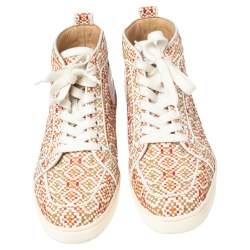 Pre Owned Christian Louboutin Multicolor Woven Leather Rantus Orlato High Top Sneakers Size 38