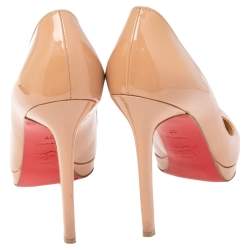 Christian Louboutin Beige Patent Leather Pigalle Plato Pumps Size 37