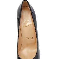 Pre Owned Christian Louboutin Black Patent Leather Simple Pumps Size 36