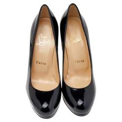 Pre Owned Christian Louboutin Black Patent Leather Simple Pumps Size 36