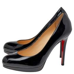 Pre Owned Christian Louboutin Black Patent Leather Simple Pumps Size 36