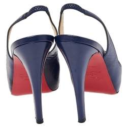 Pre Owned Christian Loubouton Private Number Slingback Peep Toe Pumps Size 35