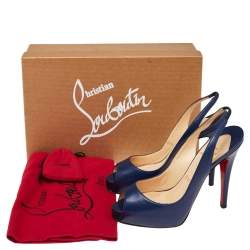 Pre Owned Christian Loubouton Private Number Slingback Peep Toe Pumps Size 35