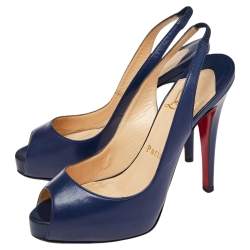 Pre Owned Christian Loubouton Private Number Slingback Peep Toe Pumps Size 35