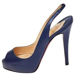 Pre Owned Christian Loubouton Private Number Slingback Peep Toe Pumps Size 35