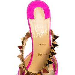 Pre Owned Christian Louboutin Pink Suede Planet Choc Mule Sandals Size 38