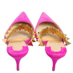 Pre Owned Christian Louboutin Pink Suede Planet Choc Mule Sandals Size 38