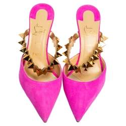 Pre Owned Christian Louboutin Pink Suede Planet Choc Mule Sandals Size 38