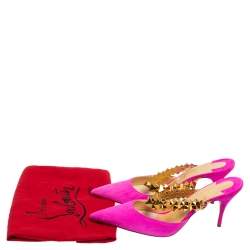 Pre Owned Christian Louboutin Pink Suede Planet Choc Mule Sandals Size 38