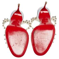 Pre Owned Christian Louboutin Silver PVC and Leather J-Lissimo T Strap Sandals Size 40
