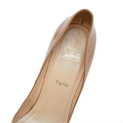 Pre Owned Christian Louboutin Beige Patent Leather Pigalle Plato Pointed Toe Pumps Size 41