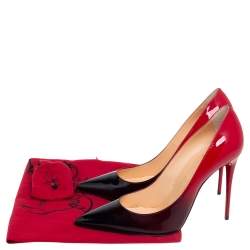 Pre Owned Christian Louboutin Black/Red Ombre Patent Leather Pigalle Follies Pointed Toe Pumps Size 39