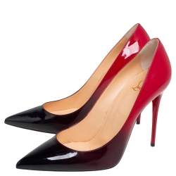 Pre Owned Christian Louboutin Black/Red Ombre Patent Leather Pigalle Follies Pointed Toe Pumps Size 39