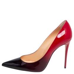 Pre Owned Christian Louboutin Black/Red Ombre Patent Leather Pigalle Follies Pointed Toe Pumps Size 39