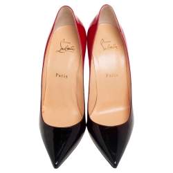 Pre Owned Christian Louboutin Black/Red Ombre Patent Leather Pigalle Follies Pointed Toe Pumps Size 39