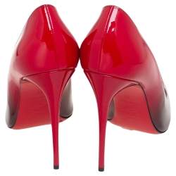 Pre Owned Christian Louboutin Black/Red Ombre Patent Leather Pigalle Follies Pointed Toe Pumps Size 39