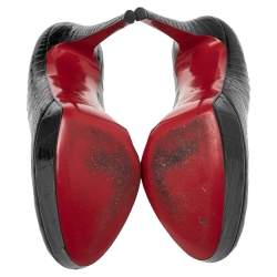 Pre Owned Christian Louboutin Black Crocodile Leather Bianca Platform Pumps Size 39.5