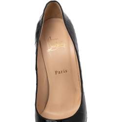 Pre Owned Christian Louboutin Black Crocodile Leather Bianca Platform Pumps Size 39.5