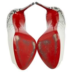 Pre Owned Christian Louboutin White Patent Leather Very Prive  Pumps Size 37.5