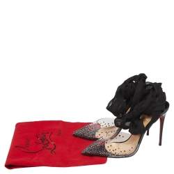 Pre Owned Christian Louboutin Black Patent Leather And PVC Miragirl  Pumps Size 38