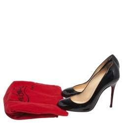 Pre Owned Christian Louboutin Black Patent Leather Simple Pumps Size 37