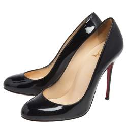 Pre Owned Christian Louboutin Black Patent Leather Simple Pumps Size 37