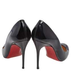 Pre Owned Christian Louboutin Black Patent Leather Simple Pumps Size 37