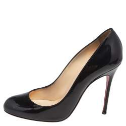 Pre Owned Christian Louboutin Black Patent Leather Simple Pumps Size 37
