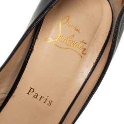 Pre Owned Christian Louboutin Black Leather Jenny Knot Peep Toe Platform Pumps Size 41