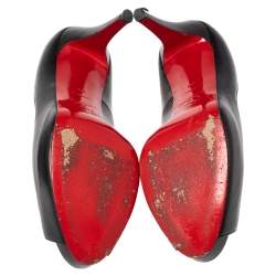 Pre Owned Christian Louboutin Black Leather Very Prive Peep Toe Pumps Size 40