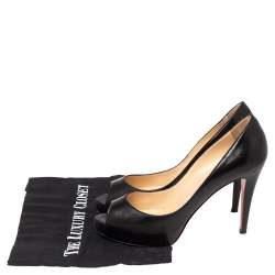 Pre Owned Christian Louboutin Black Leather Very Prive Peep Toe Pumps Size 40