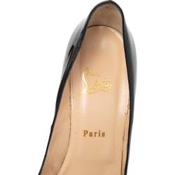 Pre Owned Christian Louboutin Black Patent Leather Very Prive Peep Toe Pumps Size 41