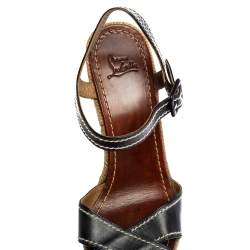 Pre Owned Christian Louboutin Black Leather Almeria Sandals Size 38