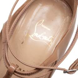 Pre Owned Christian Louboutin Beige Patent Leather Talitha Peep Toe Pumps Size 40