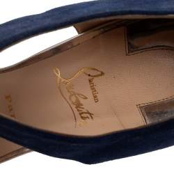 Pre Owned Christian Louboutin Two Tone Leather and Suede Mayerling Sandals Size 39.5