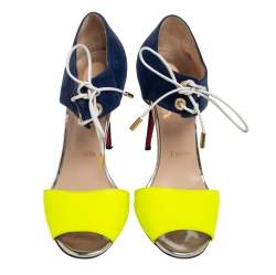 Pre Owned Christian Louboutin Two Tone Leather and Suede Mayerling Sandals Size 39.5