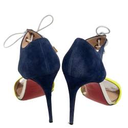 Pre Owned Christian Louboutin Two Tone Leather and Suede Mayerling Sandals Size 39.5