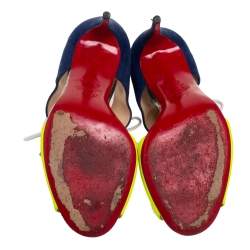 Pre Owned Christian Louboutin Two Tone Leather and Suede Mayerling Sandals Size 39.5