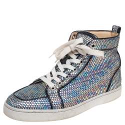 Pre Owned Christian Louboutin Multicolor Textured Patent Vinyl Rantus Orlato High Top Sneakers Size 40
