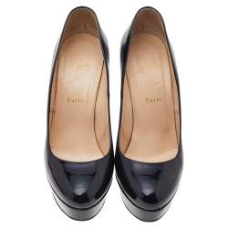 Pre Owned Christian Louboutin Black Patent Leather Platform Pumps Size 41