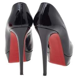 Pre Owned Christian Louboutin Black Patent Leather Platform Pumps Size 41