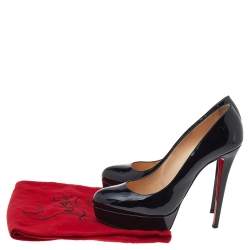 Pre Owned Christian Louboutin Black Patent Leather Platform Pumps Size 41