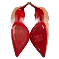 Pre Owned حذاء كعب عالي كريستيان لوبوتان بيغال جلد لامع بيج مقدمة مدببة مقاس 36.5