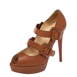 Christian Louboutin Brown Leather Bikiki Pumps Size 39