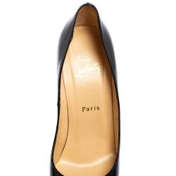 Pre Owned Christian Louboutin Black Leather Bianca Platform Pumps Size 39.5 