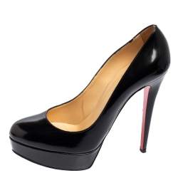 Pre Owned Christian Louboutin Black Leather Bianca Platform Pumps Size 39.5 
