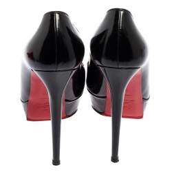 Pre Owned Christian Louboutin Black Leather Bianca Platform Pumps Size 39.5 